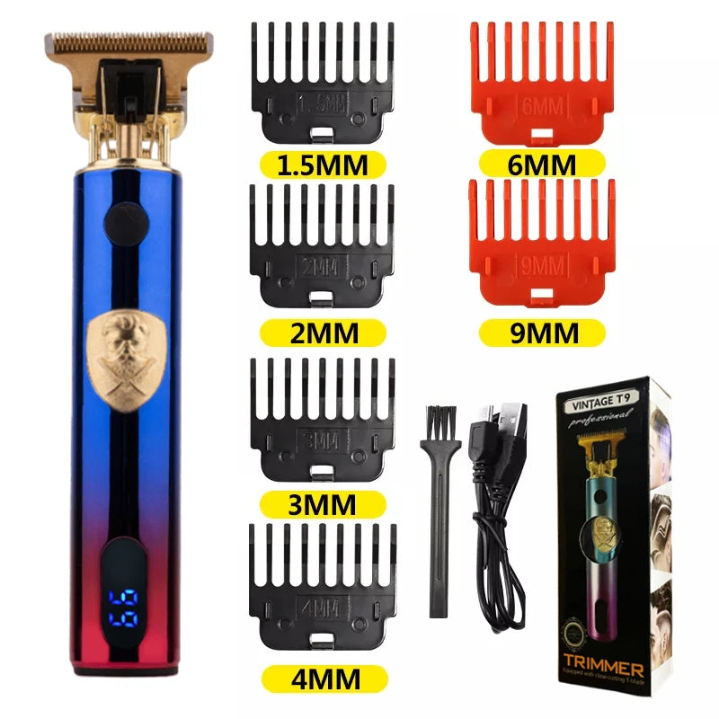 T9 LCD Electric Hair Trimmer Oil Shaving Head Electric Clipper Engraving Electric Clipper Hair Precision Trimmer for Men Care