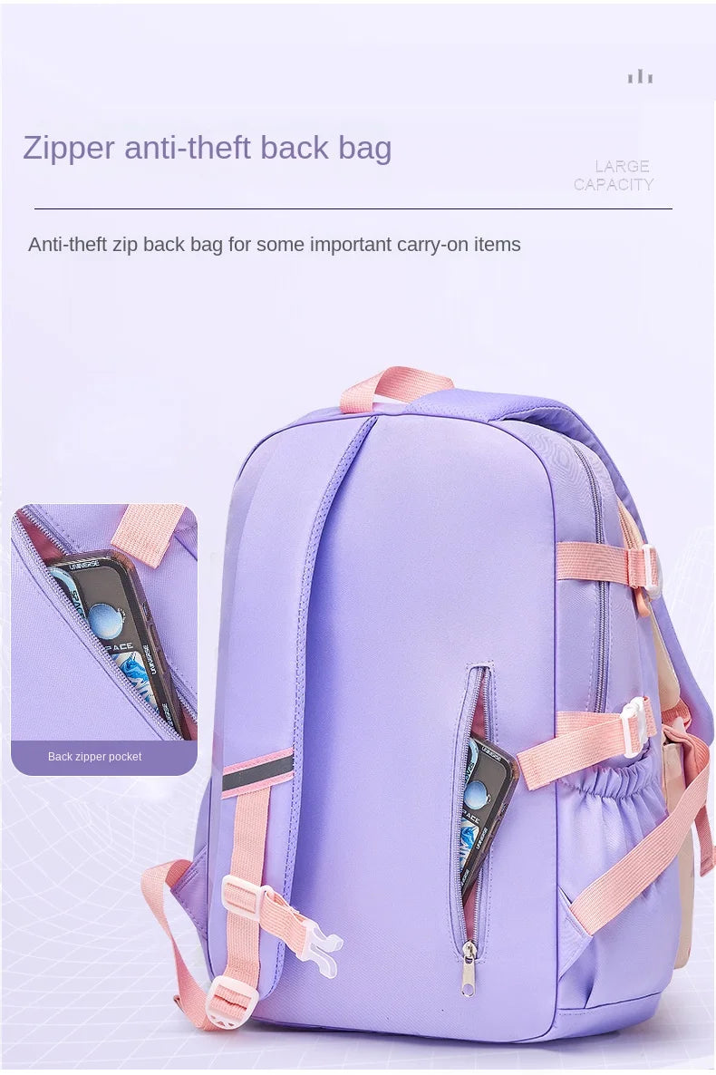 Mochila escolar ligera Kawaii para niñas de primaria 2025, impermeable, colorida, de viaje, ideal como regalo.