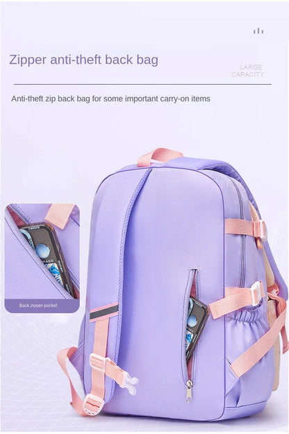 Mochila escolar ligera Kawaii para niñas de primaria 2025, impermeable, colorida, de viaje, ideal como regalo.