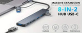 8 In 2 USB HUB With Splitter Card Reader, USB C Port, USB 3.0 / 2.0, SD/TF Splitter Card Reader, Docking Station