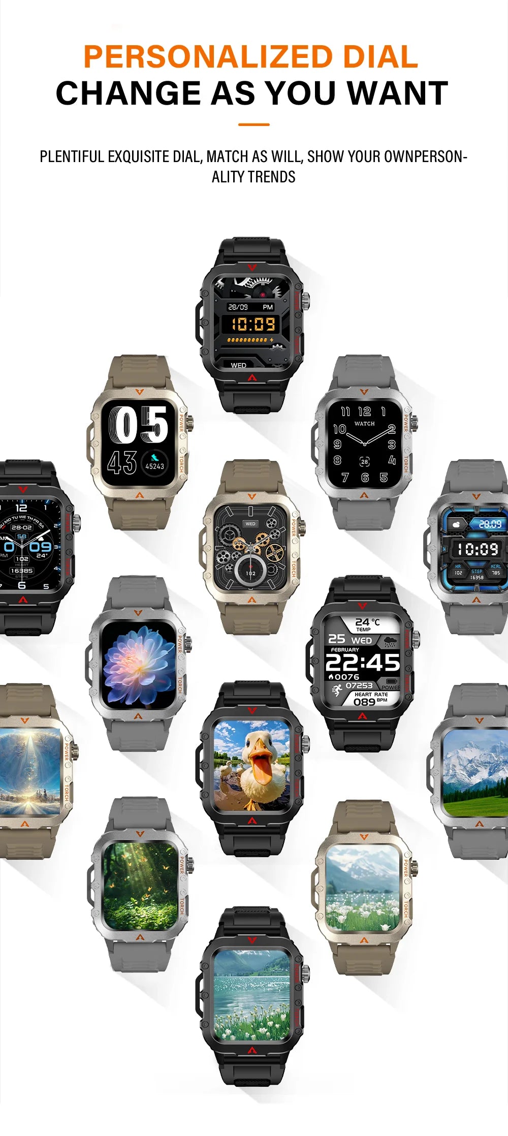 LAXASFIT Smart Sports Watch LED Flashlight Music Player Fitness Tracking Bluetooth Calling Sleep Monitoring 2025 New Smart Watch