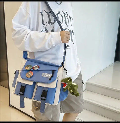 Harajuku Men Nylon Crossbody Bags for Women Messenger Bag Girls School Book Bags Youth Canvas Handbags Shoulder Bag Sac Bolsas