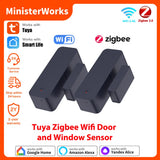 Tuya Zigbee Wifi Door and Window Sensor Security Burglar Alarm Magnetic Presence Sensor Smart Life Works with Google Home Alexa
