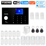 FUERS WIFI GSM Alarm System Wireless Home Burglar Security Alarm System Tuya APP Control Siren Motion Detector PIR Smoke Sensor