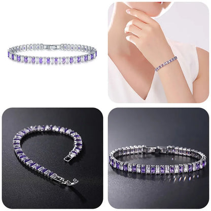 Pulseras de tenis de cristal arcoíris para mujer, color plata Kpop, regalos para amigas, cadena de brazalete de circonitas coloridas, joyería para la mano H167-M
