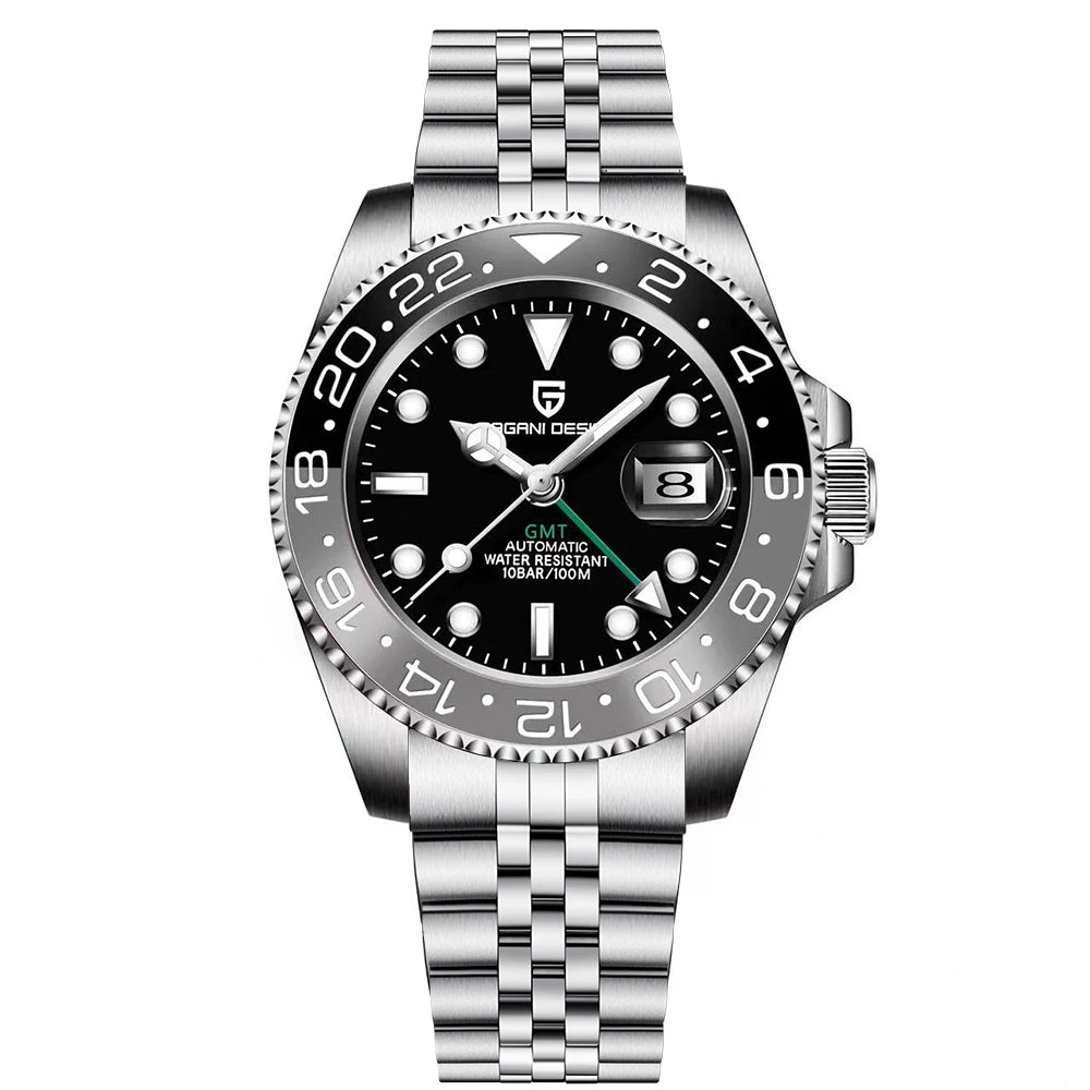 Relógio Masculino Mecânico de Luxo PAGANI DESIGN 2026 – Aço Inoxidável, Função GMT, Vidro de Safira – Marca de Alto Padrão