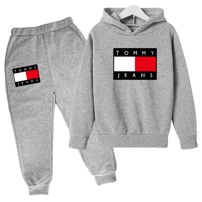 Children's Autumn/Winter Hoodie Creative Color Sweatshirt Top + Pants 2PC Coat Boys Girls Preschool 3-12Y Sunshine Sports Casual Set