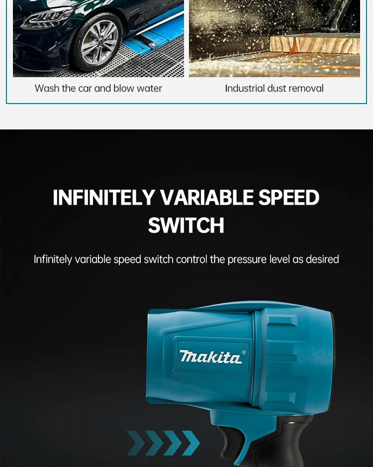 Makita 18V Violent Blower 30000RPM Turbo Jet Fan Electric Air Duster wind speed Turbo Rechargeable with Light Car Cleanin