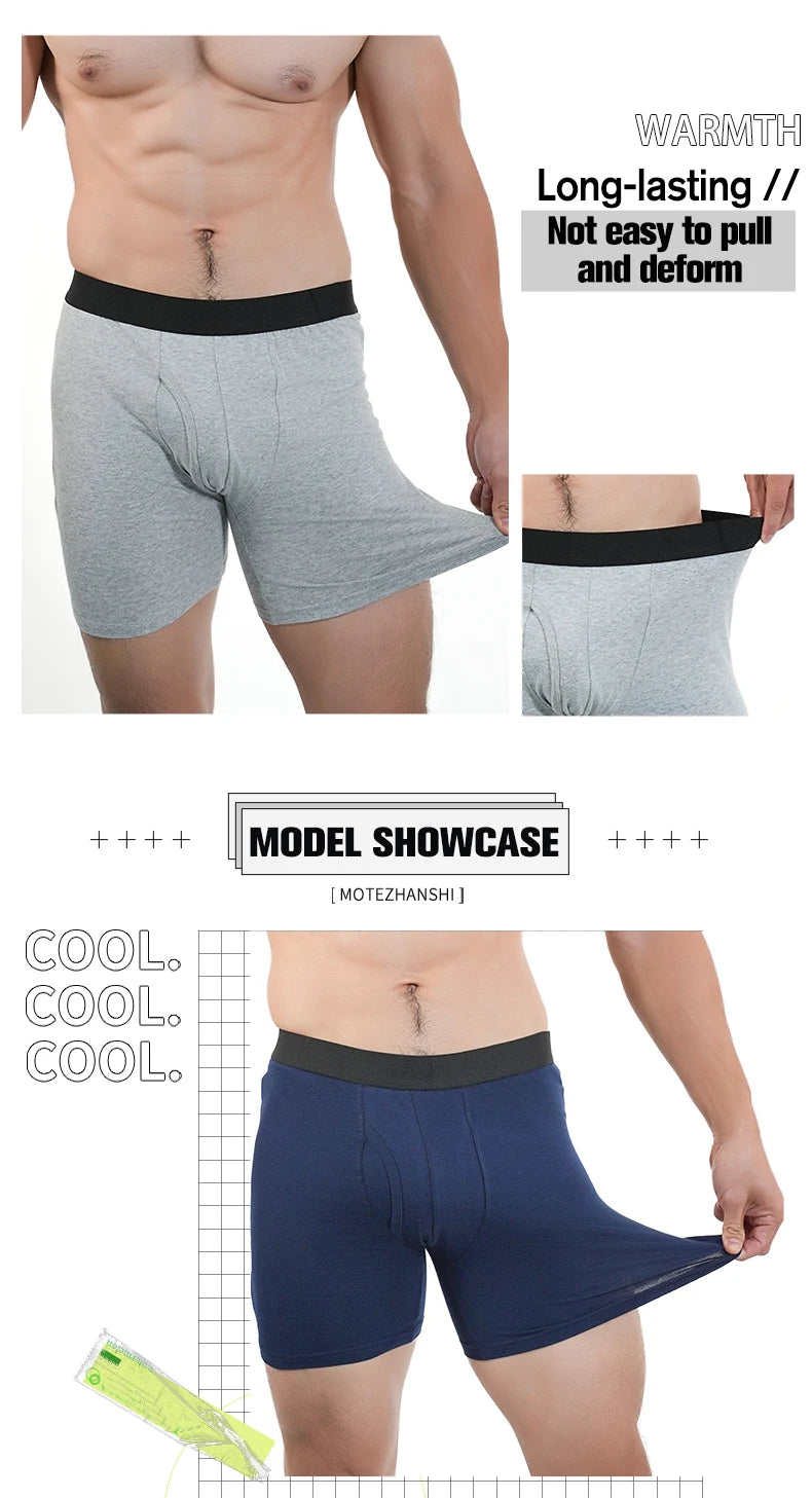 Men Mid-Long Boxer Shorts Sport Underwear Cotton Underpants Sexy Breathable Large Boxershorts Men's Gifts