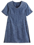 LIH HUA feminino plus size denim vestido outono chique vestidos elegantes para gorducho vestido de algodão tecido feminino