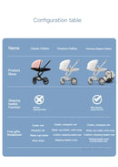 Baby Stroller 3in1,Luxury Baby Carriage with Car Seat,Eggshell Newborn Stroller Leather High Landscape PU leather