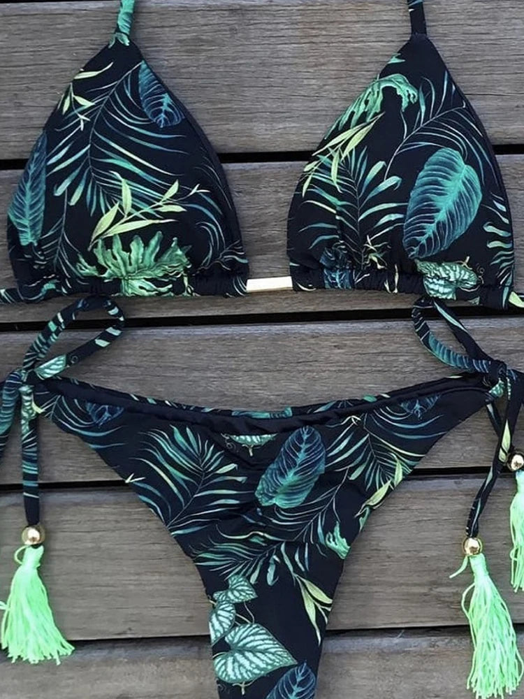 Conjunto de bikini sexy 2021 de 2 piezas con estampado de calor, traje de baño deportivo para mujer, ropa de playa, traje de baño push-up acolchado, mono de baño exquisito