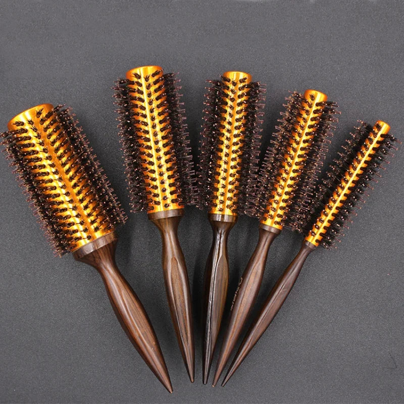 Golden Cylinder Curly Hair Rolling Comb Professional Styling Mane Comb Heat Conduction Air Aluminum Tube Comb Special Comb
