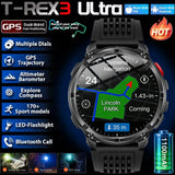 Novo Smartwatch T-Rex3 Pro 2026 – Bateria de 1100mAh, GPS com rastreamento de rota, Resistência à água 5ATM, Monitoramento de esportes e corrida, Bússola, Estilo militar