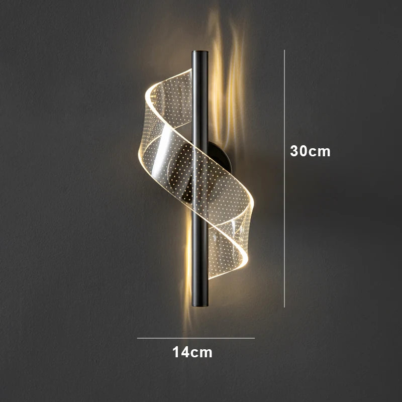 Lámpara colgante nórdica de espiral LED para mesita de noche, iluminación interior, dormitorio, sala de estar, decoración del hogar, luz acrílica moderna