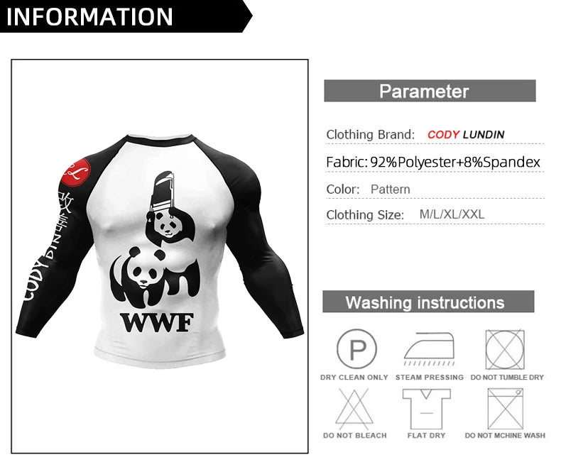 Custom Hot Sale Cody Lundin Wrestling BJJ Jiu Jitsu Rash Guard For Men 3D Sublimation Tattoo Tight Long Sleeve kickBoxing Jersey