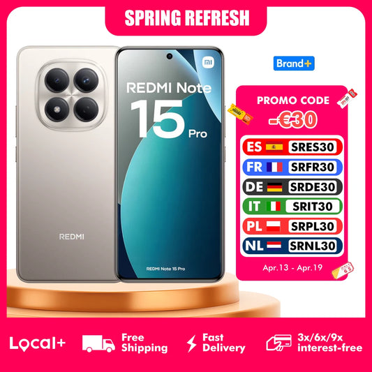 Xiaomi Redmi Note 15 Pro 4G 8GB 256GB 12GB 512GB 6.77" AMOLED Display MTK Helio G200-Ultra 200MP Camera 6500mAh Battery