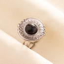 1pc Boho Turquoise Ring Stainless Steel Black Stone Silver Color Adjustable Ring Women Ethnic Ring Bohemian Jewelry Gift No Fade