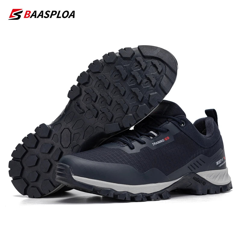 Baasploa Men's Anti-Skid and Wear-Resistant Hiking Travel Shoes Fashion Waterproof Outdoor Sneaker Comfortable Male Sport Shoes