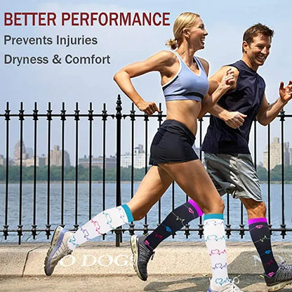 4 Pairs/Pack Compression Socks High Sports Socks for Women Men Running Hiking Edema Diabetes Varicose Veins Socks 20-30mmHg