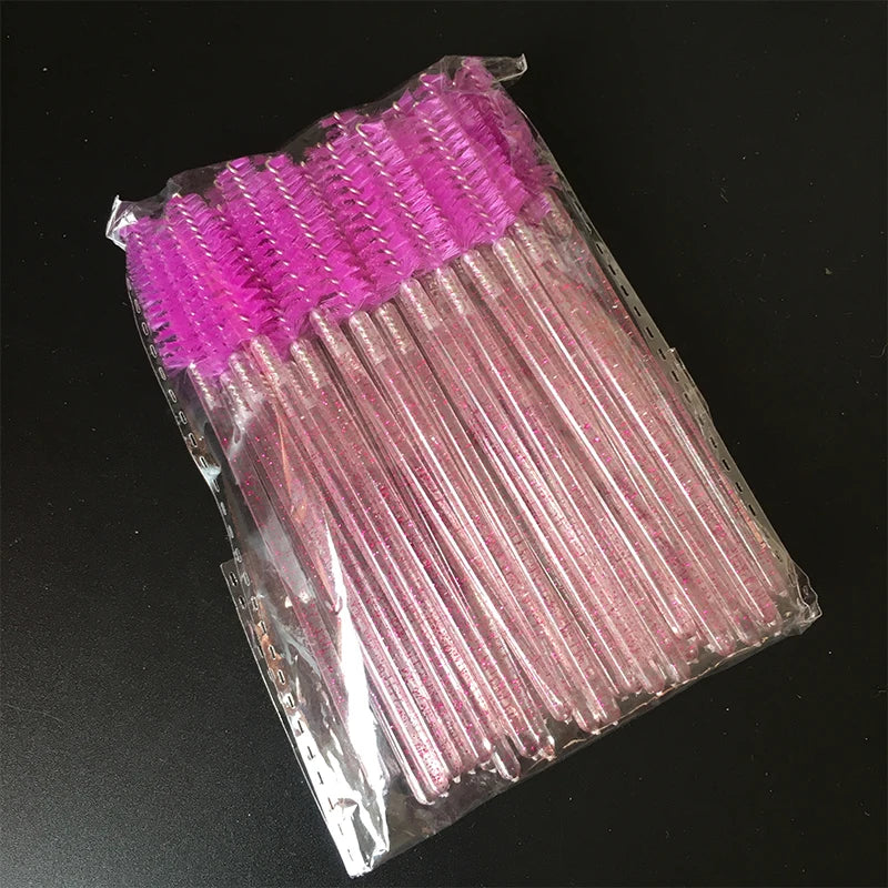 New style 50Pcs Disposable Crystal Eyelash Brush Eyelashes Lift Lifting Curler Eye Lash Extension Graft Brush Tool Accessories