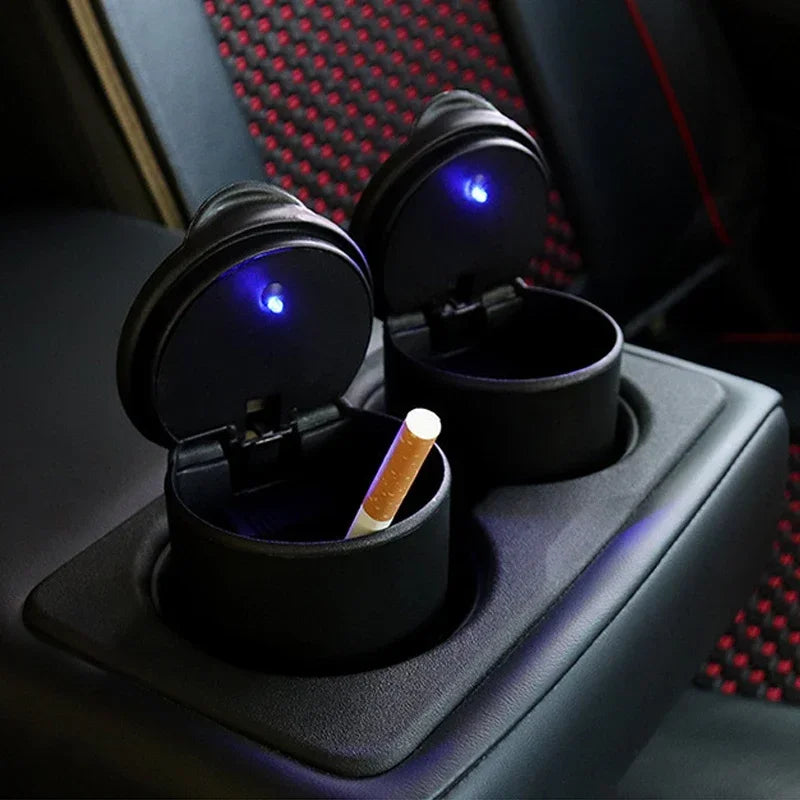 Cenicero LED universal para coche, contenedor para monedas, basura, cigarros, accesorios interiores.