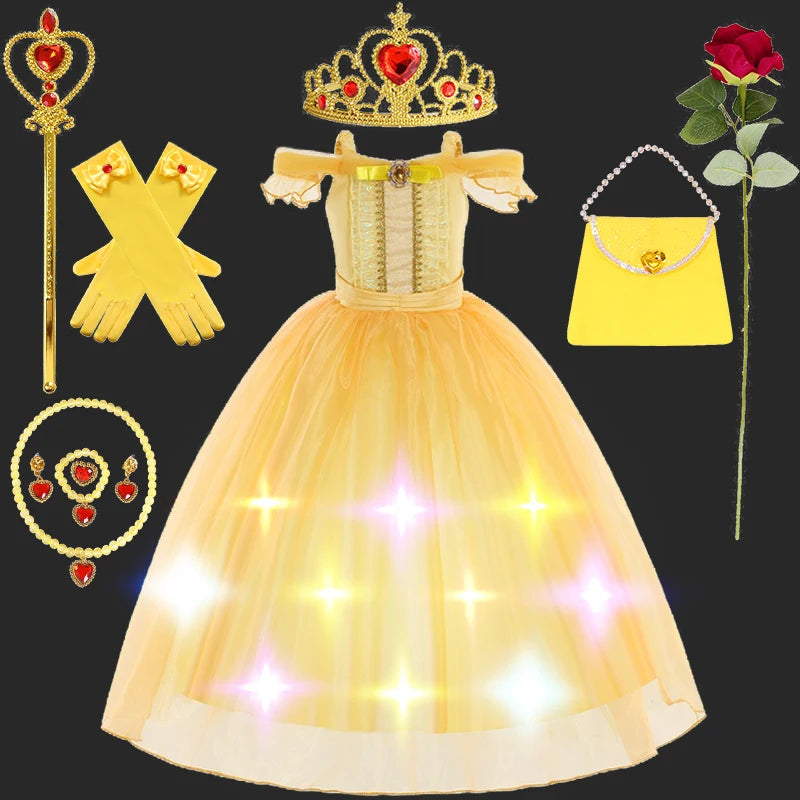 Children's Halloween Role Play Fairy Princess Belle Dress Xmas Carnival Masquerade Performance Birthday Party Fancy Girl Clothes