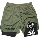 Men's Sports Shorts Anime Performance Shorts Printed Men GYM Casual Sport Compression Shorts Workout Running Mesh 2 in 1 Shorts