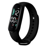 Relógio de pulso digital LED eletrônico feminino, relógio esportivo impermeável, pulseira simples de silicone, relógio casual, moda