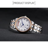 BERNY Women Watch Ladies Quartz Roman Numerals Day Top Calendar Watches Sapphire Glass Solid Steel Strap Women Wristwatch