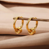 Heart Stainless Steel Earrings for Women Zircon Gold Color Hoop Earring Aesthetic Waterproof Ear Piercing Jewelry Accessories