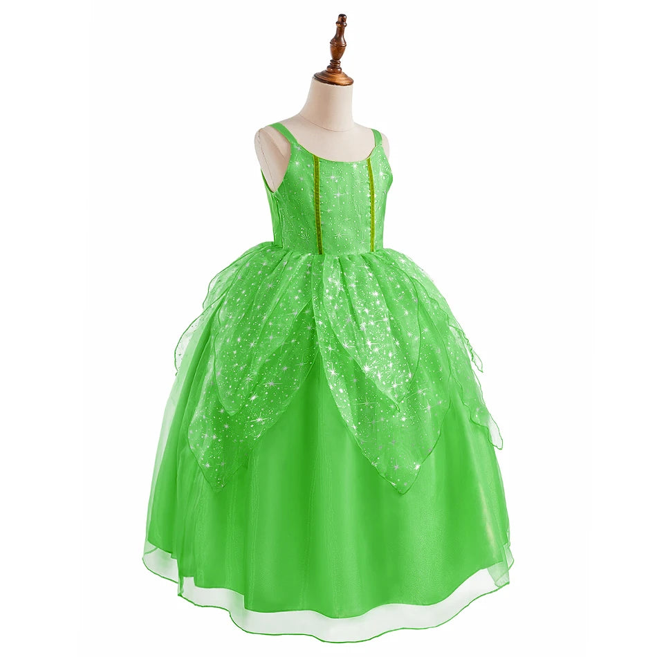 Girls Elsa Anna Dress Children Princess Carnival Dress Kids Jasmine Rapunzel Pageant Flower Disguise Cosplay Christmas Costume