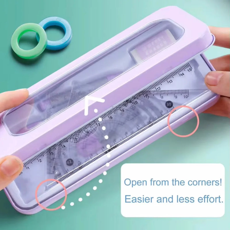 7-Piece Compass and Ruler Set Student Ruler Set Cute Rriangle Ruler Set Exam Specific Ruler Box Set Ruler Set School Starts