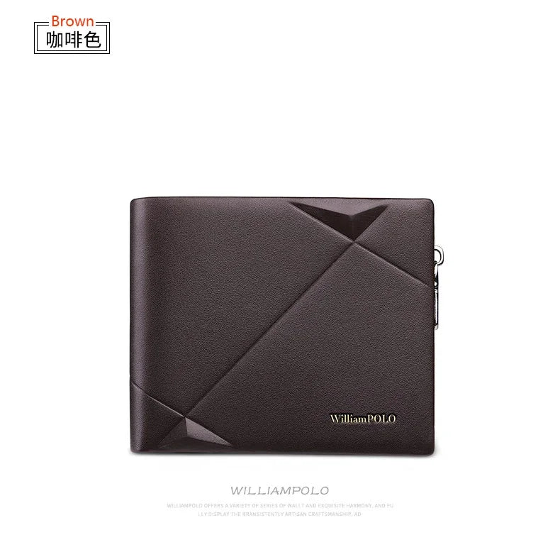 Men's Slim Wallet Genuine Leather Mini Purse Casual Design Bifold Wallet Brand Short Slim Wallet WILLIAMPOLO Luxury brand