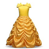 Disney Girls Cosplay Belle Princess Dress for Kids Beauty and The Beast Costumes Children Birthday Party with Flower Clothes