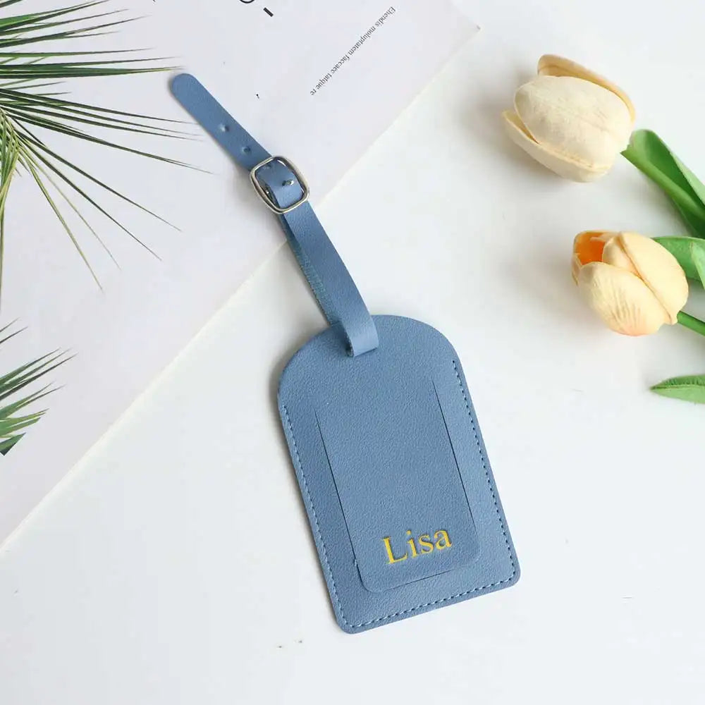 Customized Letters Smooth PU Leather Classic Ultra-Thin Travel Aviation Luggage Tag Signature Luggage Label