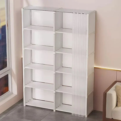 6/5 Layers Dustproof Wardrobe Bedroom Open Simple Assembly Storage Cabinet High Capacity Partition Bookshelf Closet Organizer