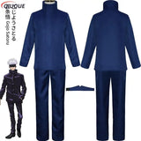 110-3XL Black/Blue Gojo Satoru Cosplay Costume Eye Patch Wigs Glasses Anime Halloween Party Men Kids Uniforms
