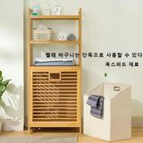 Laundry Hamper Bathroom Rack High-capacity Bamboo Laundry Baskets With Shelf With Tilt Out Basket Wooden Storage Hamper Racks