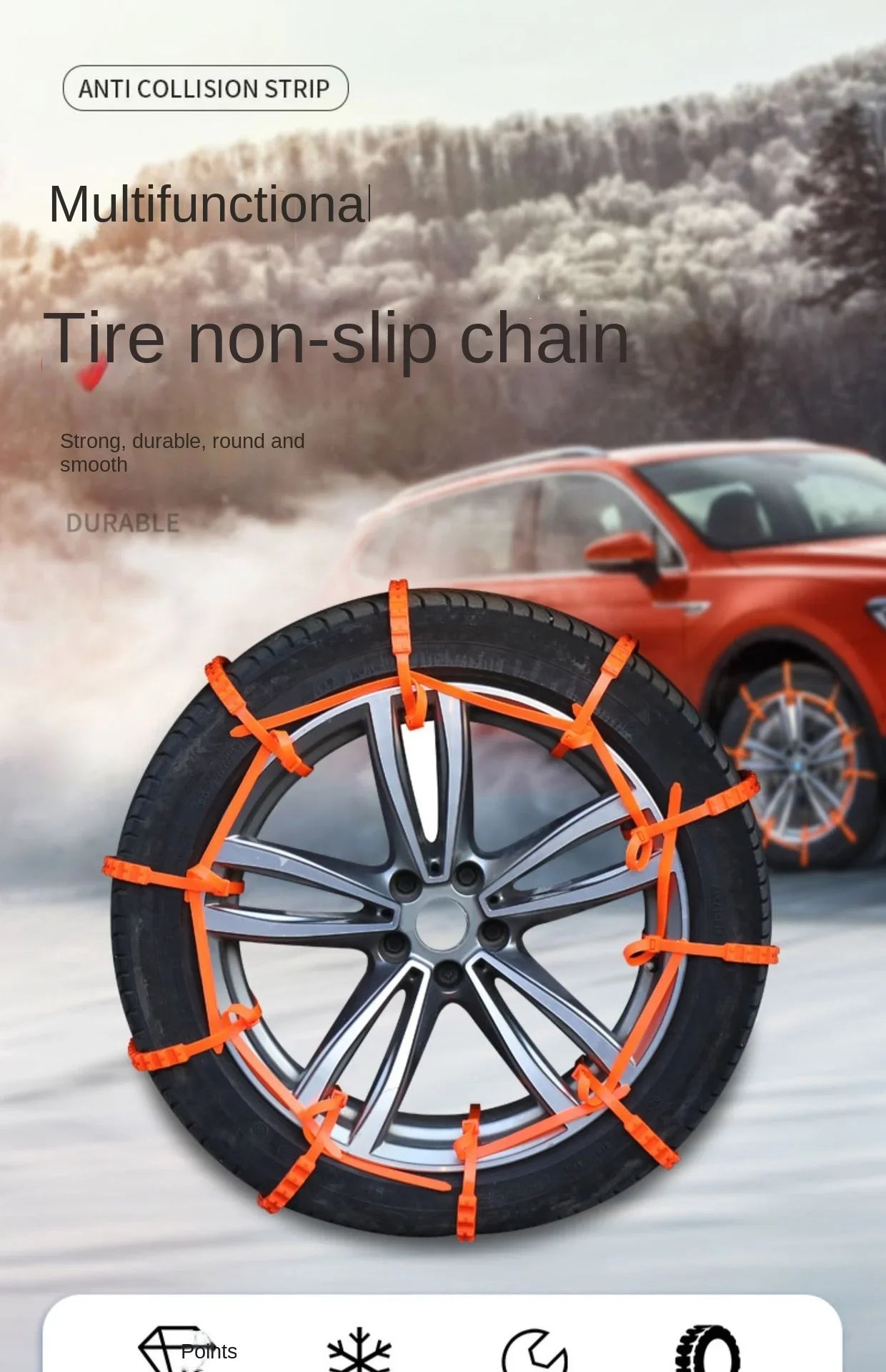 Anti-skid chain car winter anti-skid chain does not hurt the tyre tie off-road car van electric car snow anti-skid chain