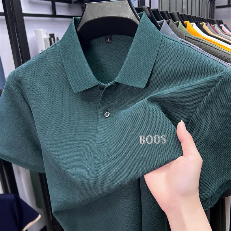 Cotton100% Men's Summer High Quality Short Sleeves Polo Shirt Lapel Button Letter Printing T-Shirt Business Leisure Men Clothing