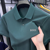 Cotton100% Men's Summer High Quality Short Sleeves Polo Shirt Lapel Button Letter Printing T-Shirt Business Leisure Men Clothing