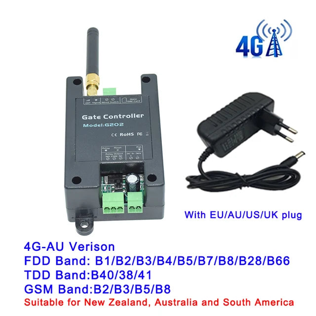 Interruptor de relé único con control remoto GSM 4G para riel DIN G202 para abridor de portón de garaje corredizo (reemplaza RTU5024) 
