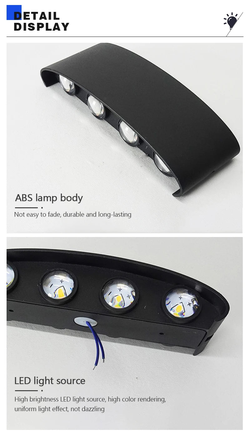 Modern LED Wall Lights Indoor and Outdoor Waterproof Wall Lights Living Room Corridors Courtyard Gardens Outdoor Wall Lights
