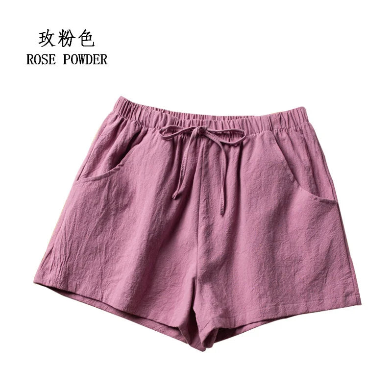 Casual Linen Shorts Women Gym Workout Shorts Cotton Short Pants High Waisted Black Ladies Short Femme Women Shorts Sport Femme