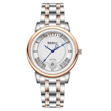 BERNY Women Watch Ladies Quartz Roman Numerals Day Top Calendar Watches Sapphire Glass Solid Steel Strap Women Wristwatch
