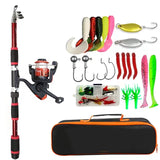 Full Set Fishing Pole Telescopic Fishing Rod Spinning Reel Lures Hooks Travel Kits 