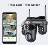 LS VISION 15MP Three Screen WiFi Camera Outdoor Three 360°Rotation PTZ IP Camera Human Auto Tracking Video Surveillance Cam CCTV