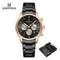 NAVIFORCE NF8076 Sports Watches for Men Stainless Strap Quartz 3ATM Waterproof Shockproof New Fashionable Clock