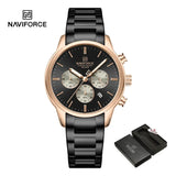 NAVIFORCE NF8076 Sports Watches for Men Stainless Steel Strap Quartz 3ATM Waterproof Shockproof New Fashionable Watch